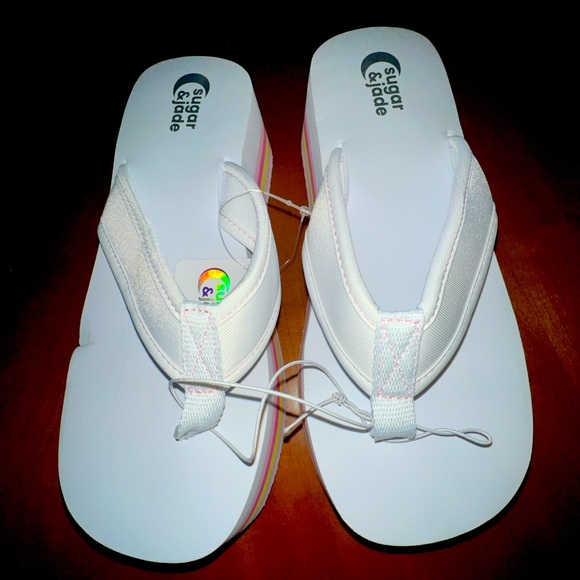 Girls Sugar & Jade white wedge sandals - Picture 1 of 2